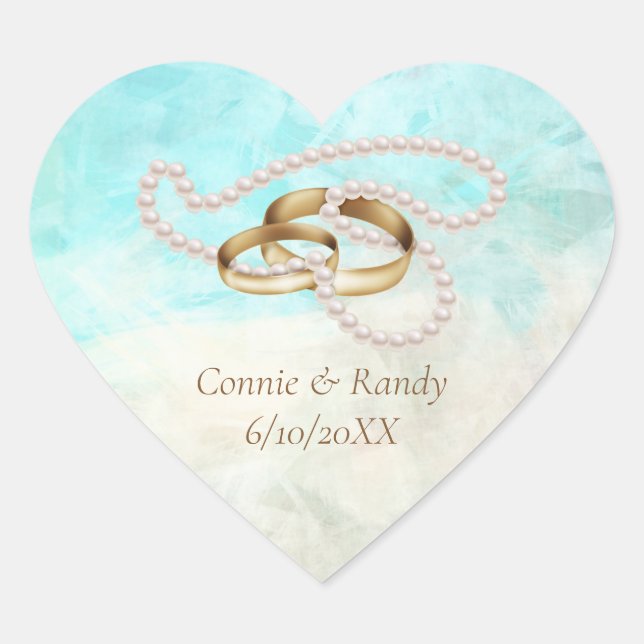 Tropical Wedding Heart Stickers (Vorderseite)
