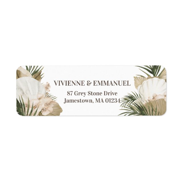 Tropical Wedding Palm Boho Rücksendeadresse (Vorne)