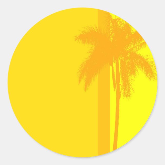 Tropical Wedding Palm Tree Einladung Siegel Runder Aufkleber (Vorderseite)