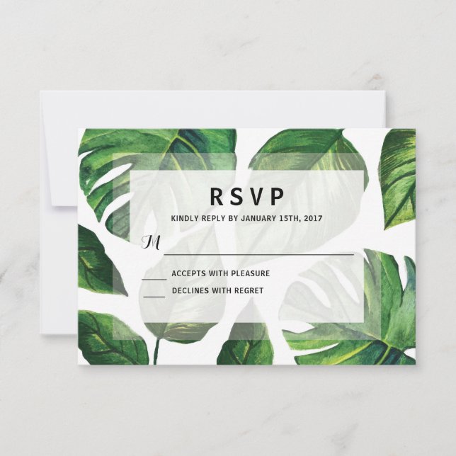Tropical Wedding RSvp, Beach Wedding Card, RSVP Karte (Vorderseite)