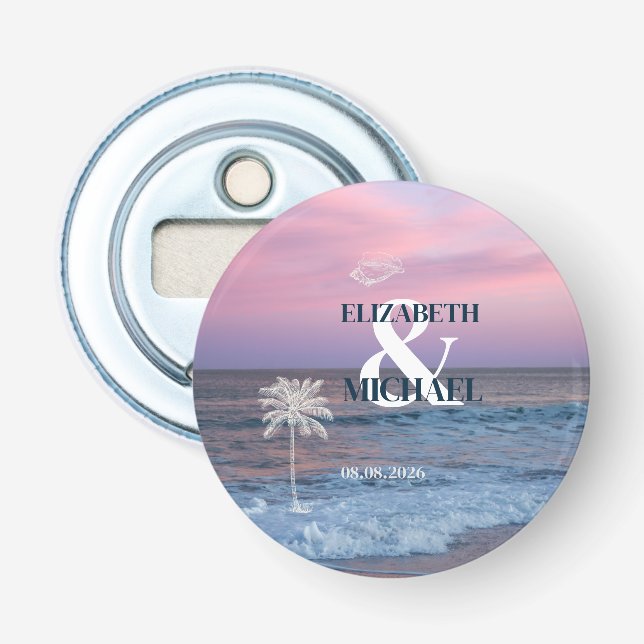 Tropical Wedding Sunrise Ocean Beach Flaschenöffner (Vorderseite)