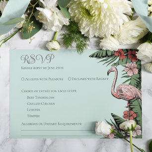 Tropical Wedding Turquoise RSVP Card Karte