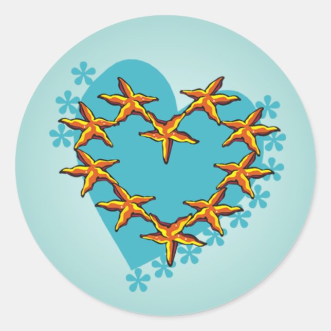 Tropical Wedfish Heart Summer Beach Runder Aufkleber (Vorderseite)
