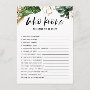Tropical Wer die Bride Best Duwer Game Card kennt Begleitkarte