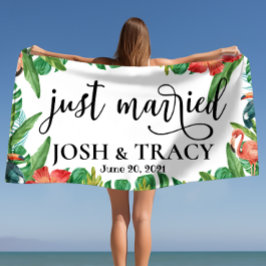 Tropical Wifey und Hubby, nur verheiratet Custom Strandtuch
