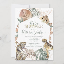 Tropical Wild Animal Palm Gold Baby Dusche Einladung