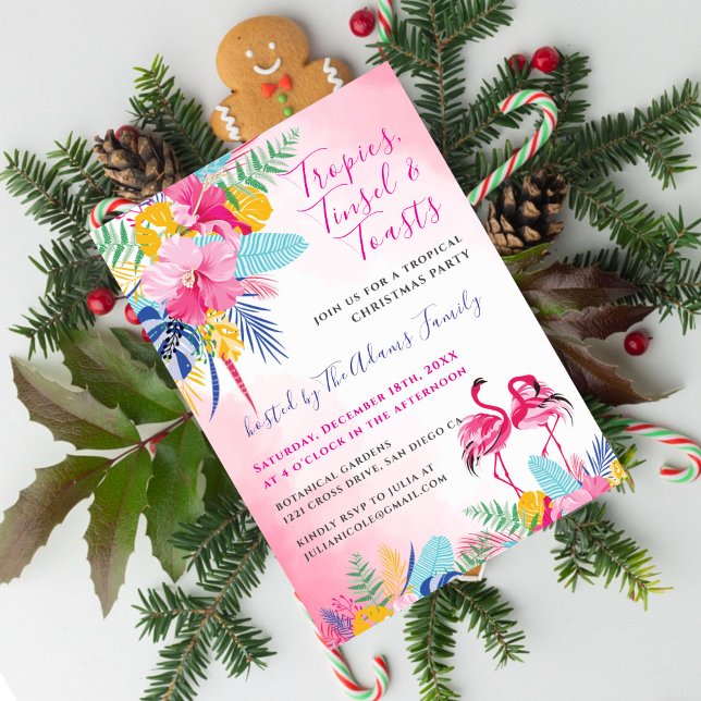 Tropical Wild Forest Flamingo Weihnachtsfest Party Einladung (Von Creator hochgeladen)