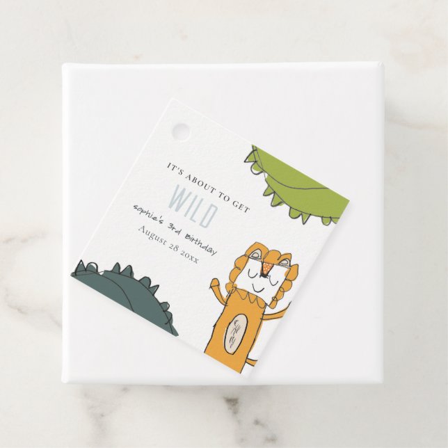 Tropical Wild Jungle Lion Kid Gezeichnet Geburtsta Geschenkanhänger (Beispiel)