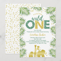 Tropical Wild One Gold Safari Animals Baby Dusche