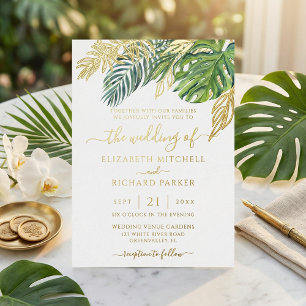 Tropical Wild Palm Blätter Wedding Folieneinladung