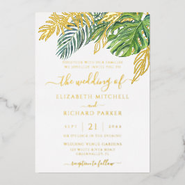 Tropical Wild Palm Blätter Wedding Folieneinladung