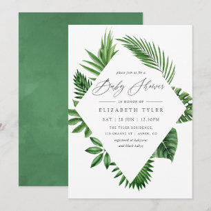 Tropical Woodland Forest Greenerity Baby Shower Einladung