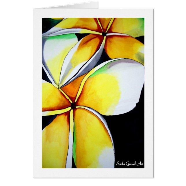 Tropical Yellow Frangipani Blume Originale Kunst (Vorne)
