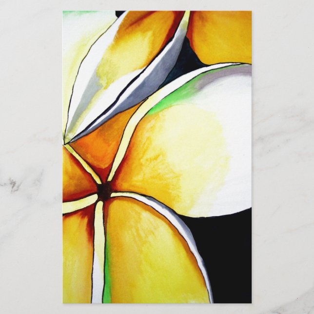 Tropical Yellow Frangipani Blume Originale Kunst (Vorderseite)