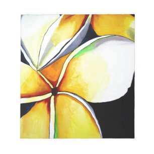 Tropical Yellow Frangipani Blume Originale Kunst Notizblock