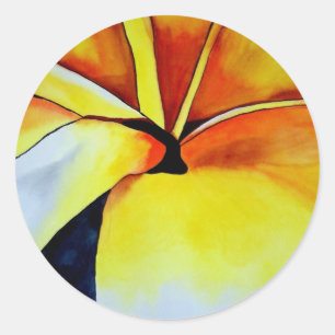 Tropical Yellow Frangipani Blume Originale Kunst Runder Aufkleber