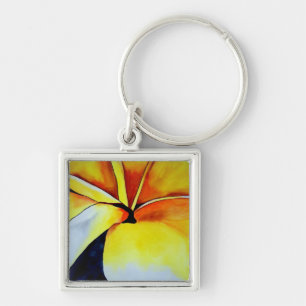 Tropical Yellow Frangipani Blume Originale Kunst Schlüsselanhänger