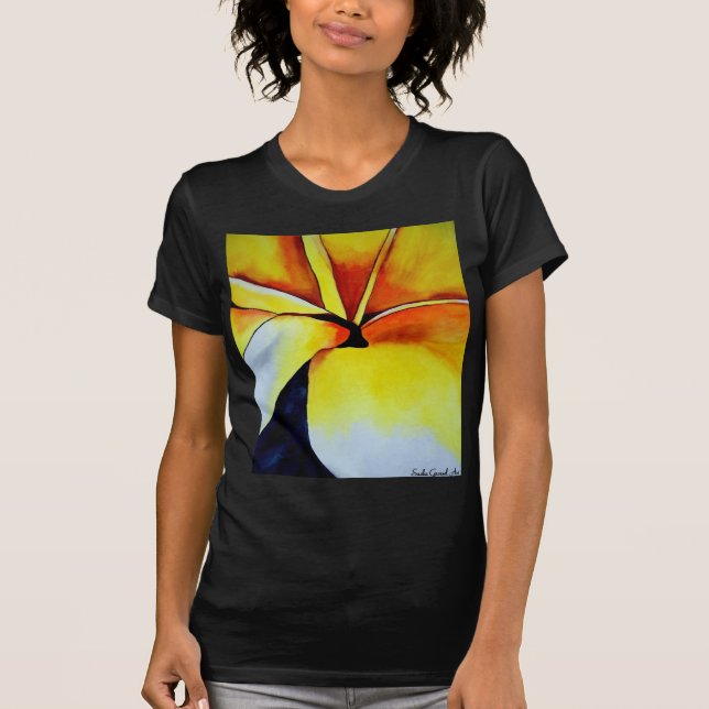 Tropical Yellow Frangipani Blume Originale Kunst T-Shirt (Vorderseite)