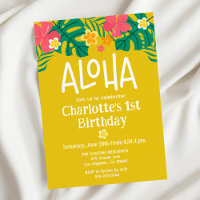 Tropical Yellow Luau Aloha Einladung zum Geburtsta