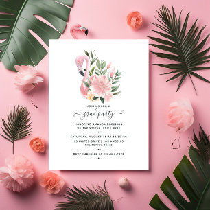 Tropicaler rosa Flamingo-Abschlussfeier-Einladung Postkarte