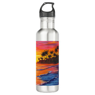 Tropicaler Sonnenuntergang Edelstahl-Wasserflasche Edelstahlflasche