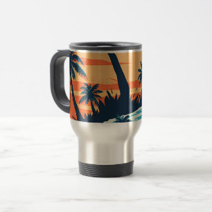 Tropicaler-Sonnenuntergangs-Strand-Kaffeebecher – Reisebecher