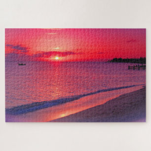 Tropicaler Sonnenuntergangs-Strand-Puzzle