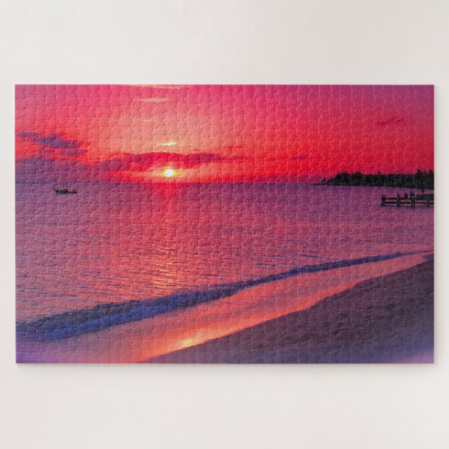 Tropicaler Sonnenuntergangs-Strand-Puzzle (Horizontal)