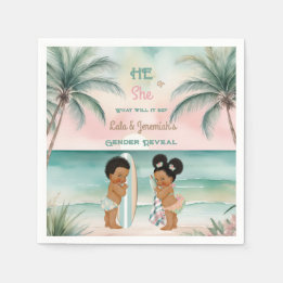 Tropicaler Strand Baby Geschlecht Enthüllung Blush Serviette