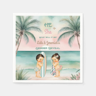 Tropicaler Strand Baby Geschlecht Enthüllung Blush Serviette