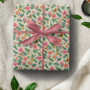 Tropicales Frucht- & Hibiskus-Paradies-Geschenkpap Geschenkpapier