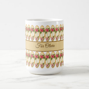 Tropicales Surfbrett-Blumendesign – Anpassbar Na Kaffeetasse