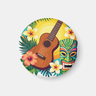 Tropicales Ukulele-Tiki-Luau-Party-Feeling T-Shirt Magnet