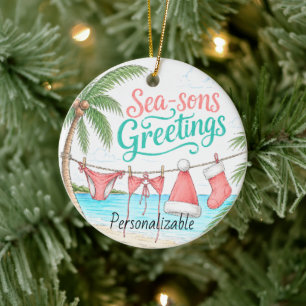 Tropicalischer Weihnachtsgruß der Meeressöhne Keramik Ornament