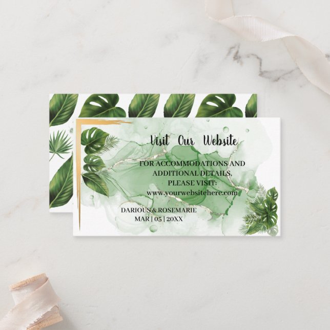 TropicalPalm Besuchen Sie unsere Website Wedding I Platzkarte (Vorderseite/Rückseite Beispiel)