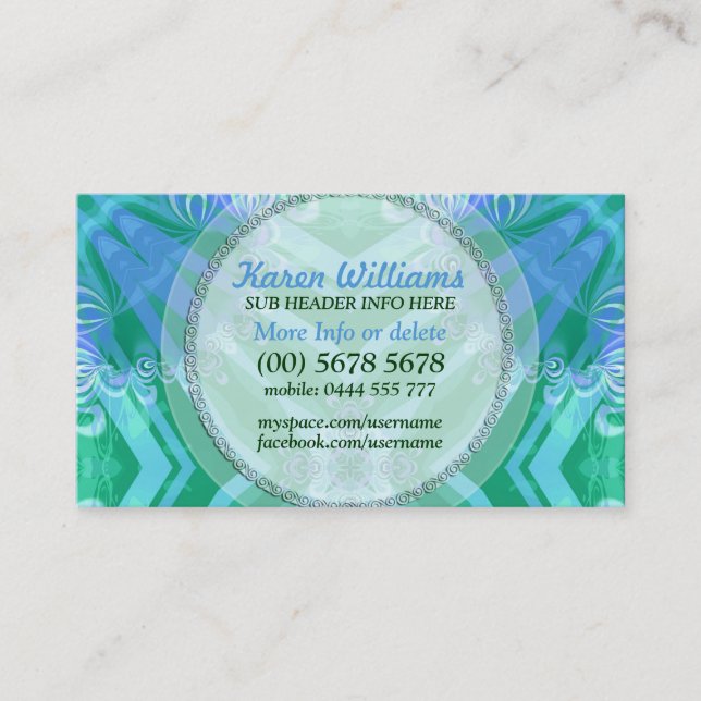 Tropicana Blue Aqua Green Textile Carte de visite (Devant)