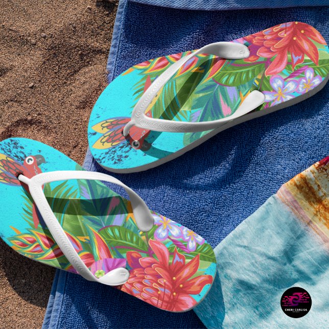 TropiColor Fusion Macaw & Bloral Serenade Flip Flops (Too colorful to be ignored. Just how summer should be.)