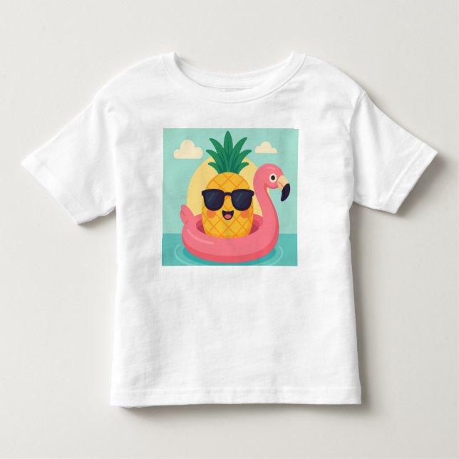 Tropicool-Ananas Flamingo Float Summer T - Shirt (Vorderseite)