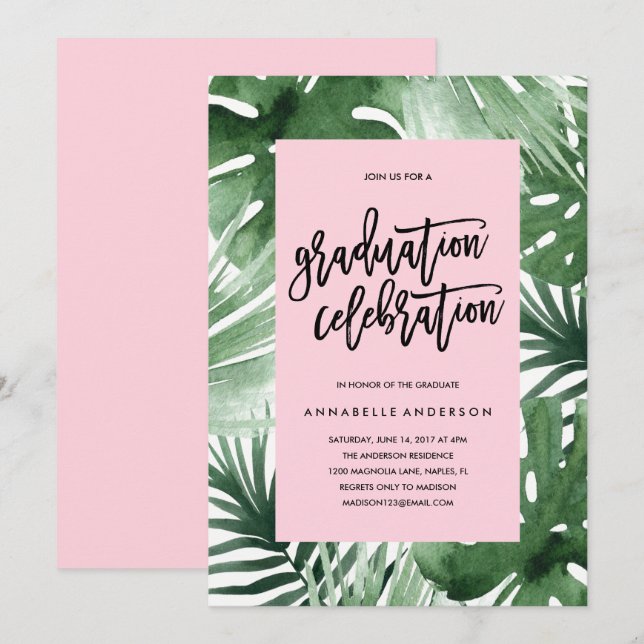 Tropics Abschluss Celebration Einladung (Vorne/Hinten)