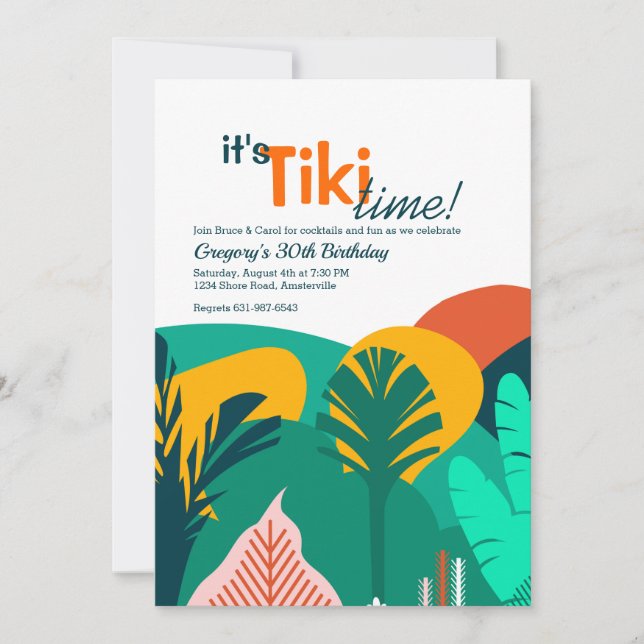 Tropics Tiki Time Party Invitation (Devant)