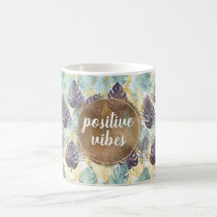 Tropila Lila Grün Gold Blätter Positive Vibes   Kaffeetasse