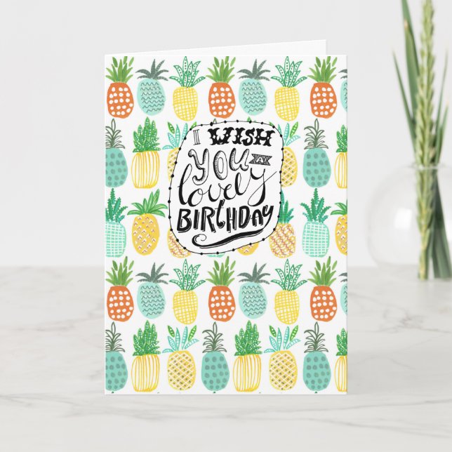 Tropiques Anniversaire Motif d'ananas | Carte de v (Devant)