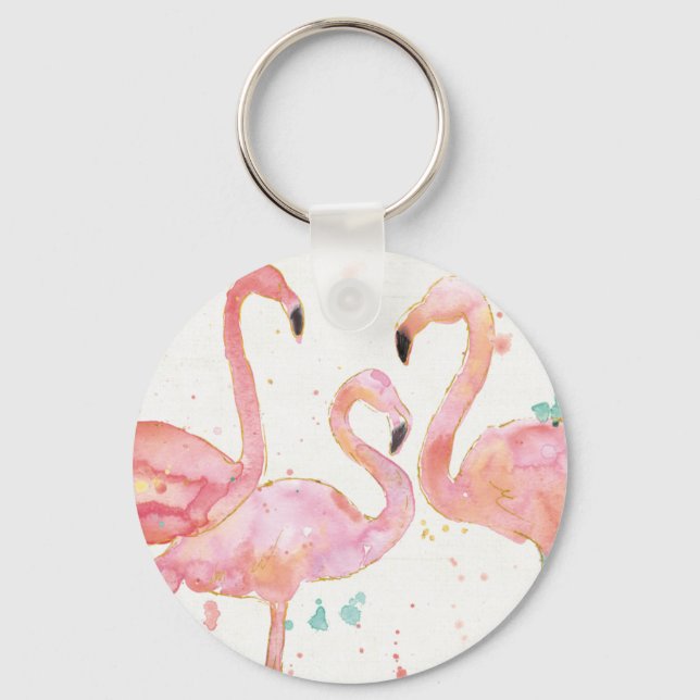 tropisch | Ansammlung Flamingos Schlüsselanhänger (Vorderseite)