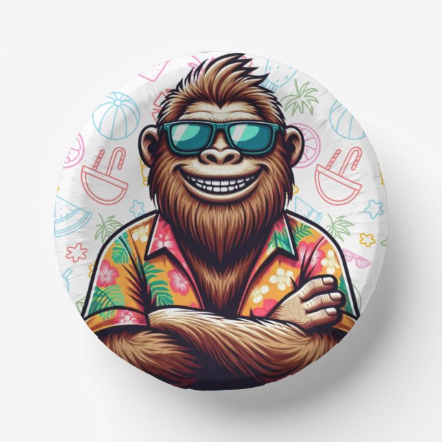 Tropisch/Beach yeti/bigfoot Pappteller (Vorderseite)