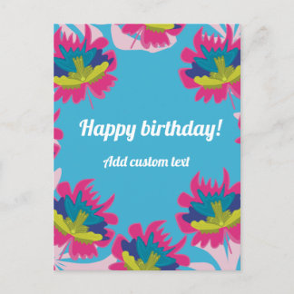 Tropisch blau blumenfarben zum Geburtstag Brauch Postkarte