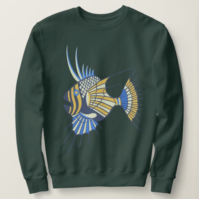 Tropisch Blauer Gelber Wasserfisch Sweatshirt (Design vorne)