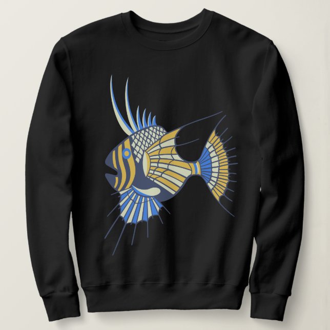Tropisch Blauer Gelber Wasserfisch Sweatshirt (Design vorne)