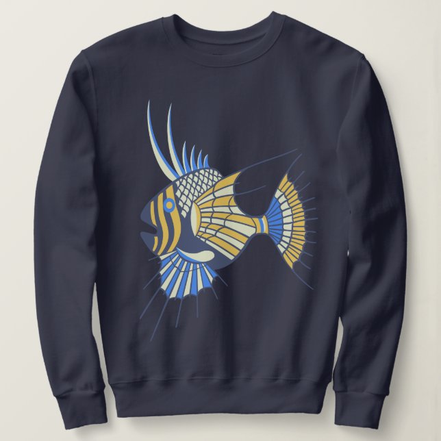 Tropisch Blauer Gelber Wasserfisch Sweatshirt (Design vorne)
