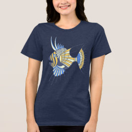 Tropisch Blauer Gelber Wasserfisch Tri-Blend Shirt