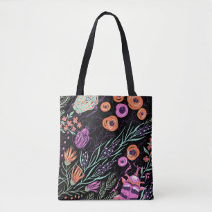 Tropisch Botanisches und Bunte Abstraktkunst mit I Tasche